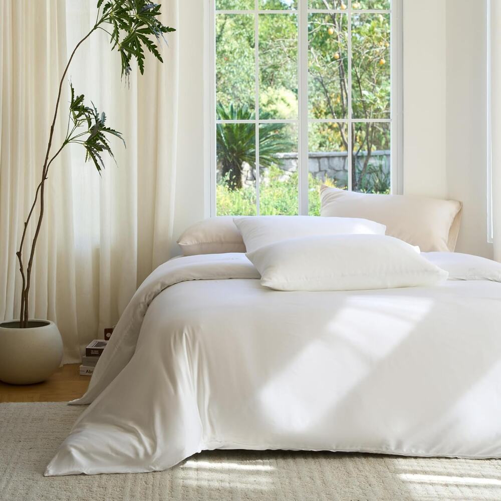 NWT DOZ by Sijo Organic Percale Cotton Duvet Cover 3 PC Set 2 Shams Snow F/Q